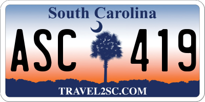 SC license plate ASC419