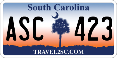 SC license plate ASC423