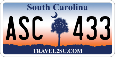 SC license plate ASC433