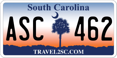 SC license plate ASC462