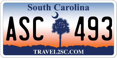 SC license plate ASC493