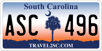 SC license plate ASC496