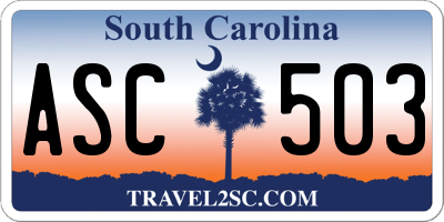 SC license plate ASC503