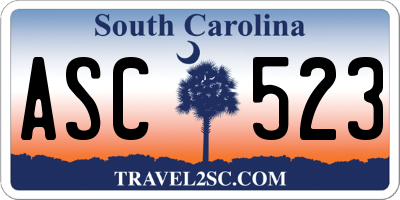 SC license plate ASC523