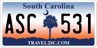 SC license plate ASC531