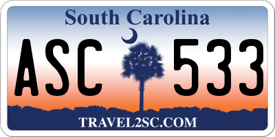 SC license plate ASC533