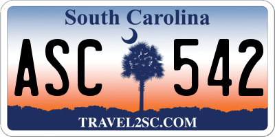 SC license plate ASC542