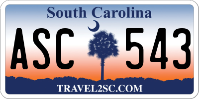 SC license plate ASC543