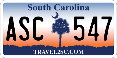SC license plate ASC547