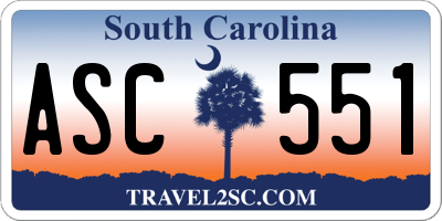 SC license plate ASC551