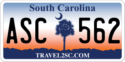SC license plate ASC562