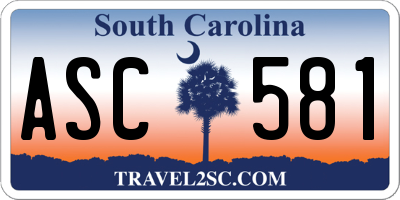SC license plate ASC581