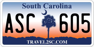 SC license plate ASC605