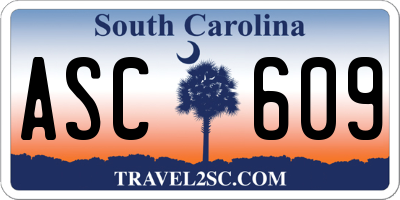 SC license plate ASC609