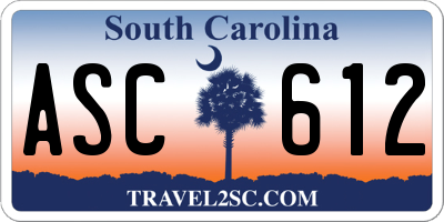 SC license plate ASC612