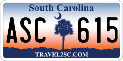 SC license plate ASC615