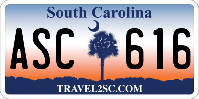 SC license plate ASC616