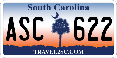 SC license plate ASC622