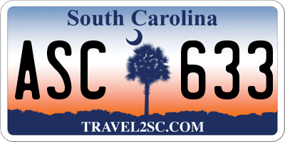 SC license plate ASC633