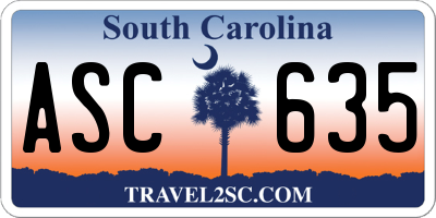 SC license plate ASC635