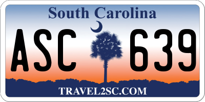 SC license plate ASC639