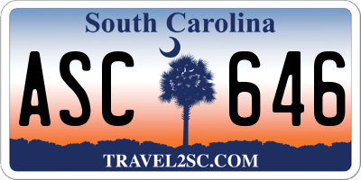 SC license plate ASC646