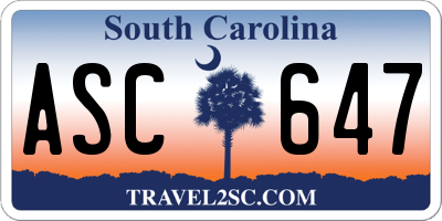 SC license plate ASC647