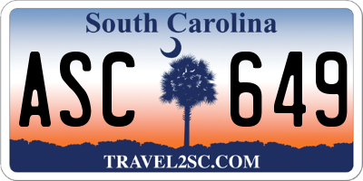 SC license plate ASC649