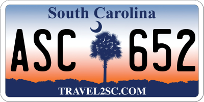 SC license plate ASC652