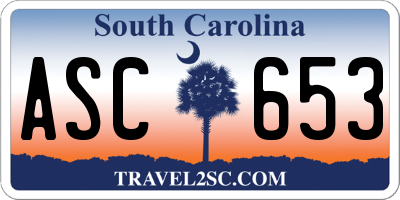 SC license plate ASC653