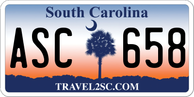 SC license plate ASC658