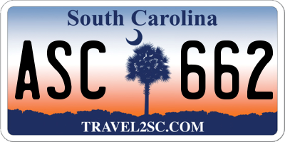 SC license plate ASC662