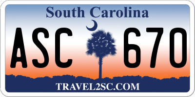 SC license plate ASC670