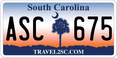 SC license plate ASC675