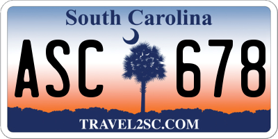 SC license plate ASC678