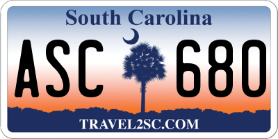 SC license plate ASC680