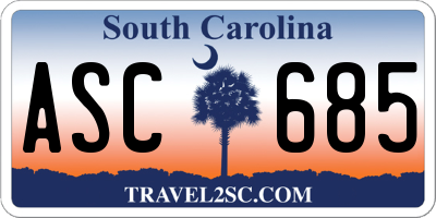 SC license plate ASC685