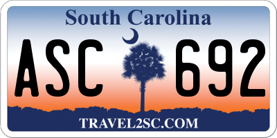 SC license plate ASC692