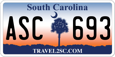 SC license plate ASC693