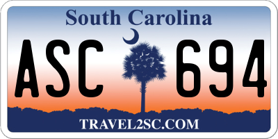 SC license plate ASC694