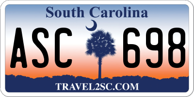 SC license plate ASC698