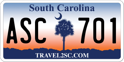 SC license plate ASC701
