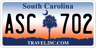 SC license plate ASC702