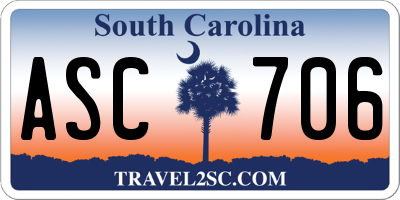 SC license plate ASC706
