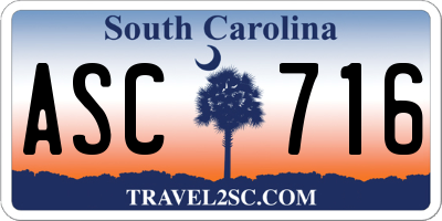 SC license plate ASC716