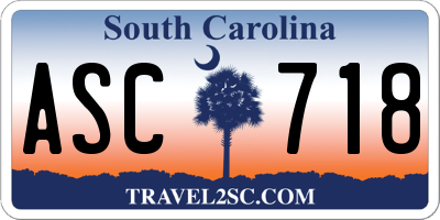 SC license plate ASC718