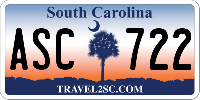 SC license plate ASC722