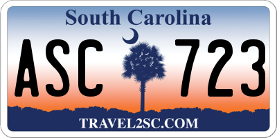 SC license plate ASC723