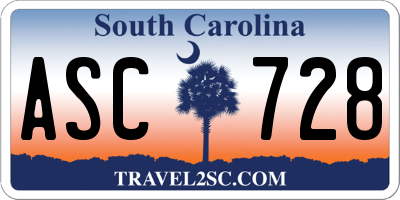 SC license plate ASC728