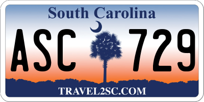 SC license plate ASC729